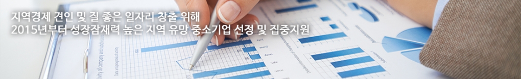 지역경제 견인 및 질 좋은 일자리 창출 위해 2015년부터 성장잠재력 높은 지역 유망 중소기업 선정 및 집중지원